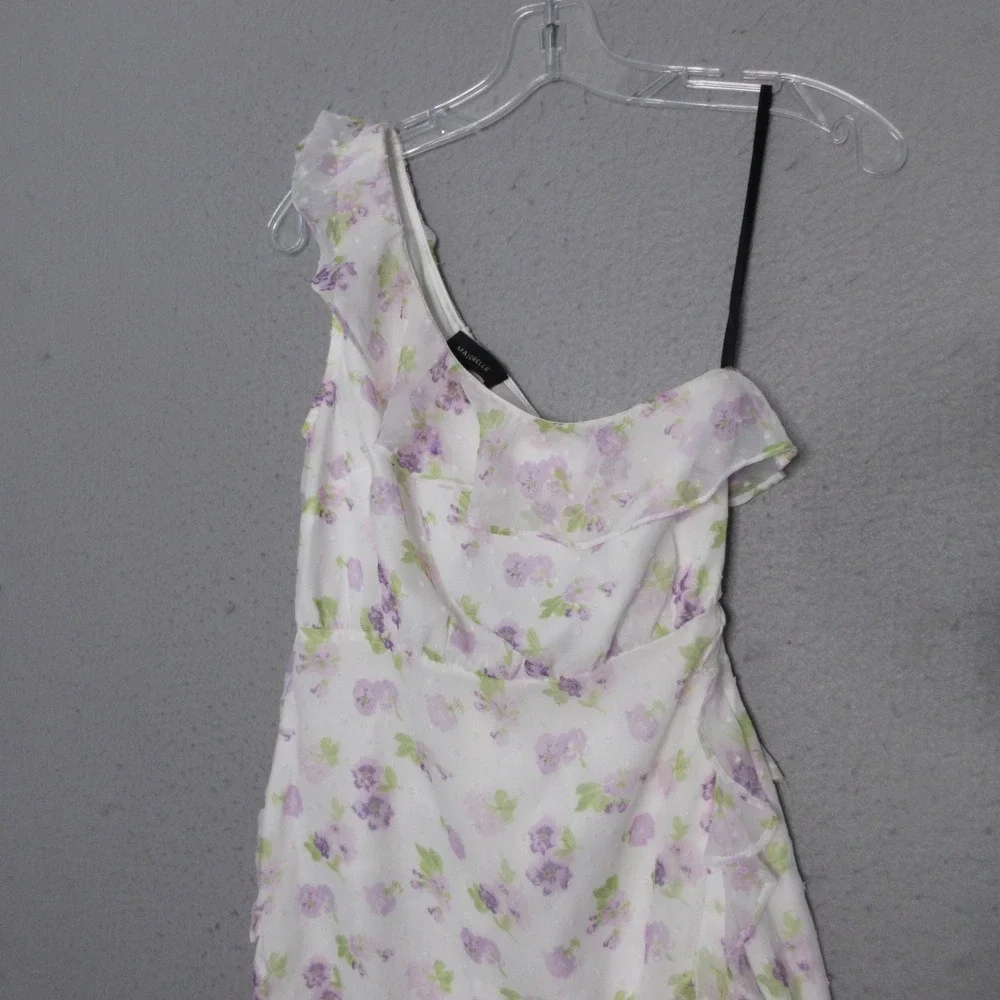 Majorelle Dress Floral One Shoulder Ruffle Asymmetrical Coquette Romantic Fairy‎